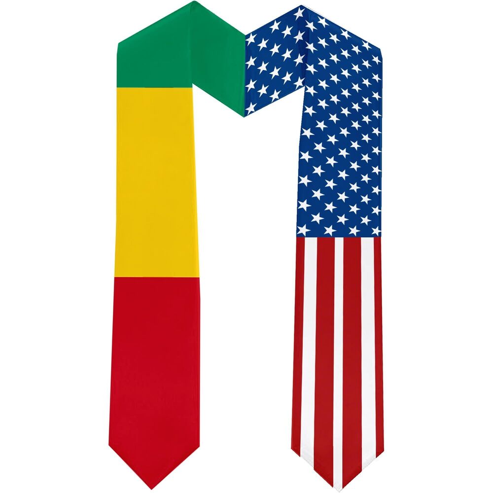 7718 2025 Guinea Flag and USA Flag Graduation Stole Graduation Sash Class